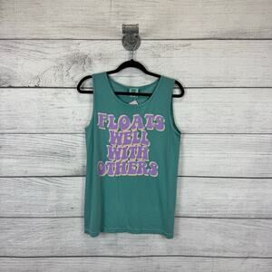 Comfort Colors Women's Teal Floats Well With Others Summer Tank Size Small